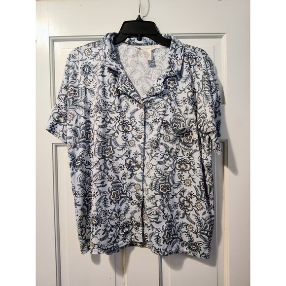 Lucky Brand Women’s Pajama Top - Mini Denim Floral - Size L Fast Shipping - Picture 13 of 14